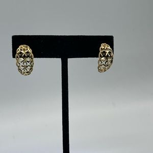 14k Solid Gold Earrings Oval Diamond Cut Studs